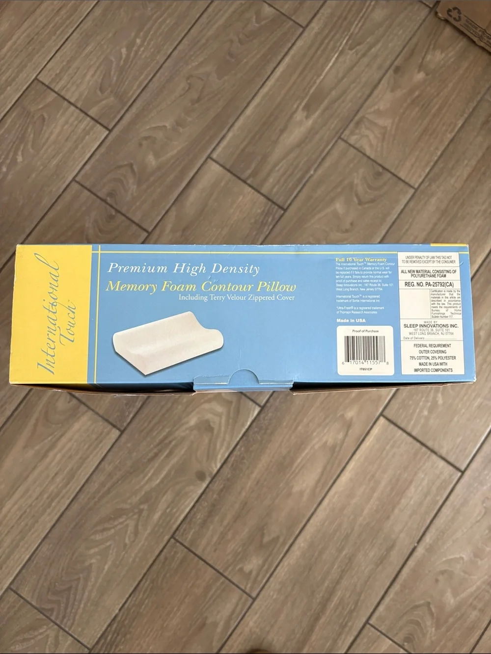 International Touch Memory Foam Contour Pillow NEW IN BOX